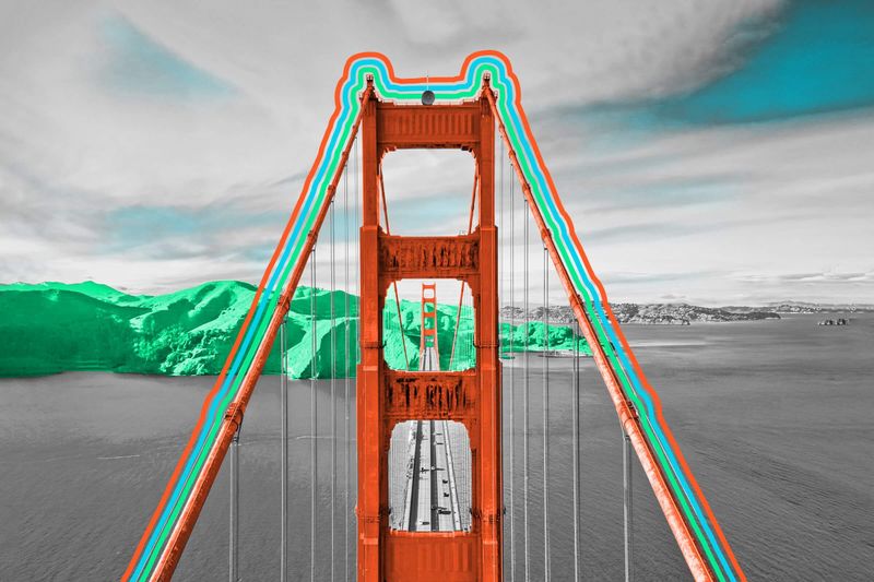 The Golden Gate Bridge was almost painted in stripes.