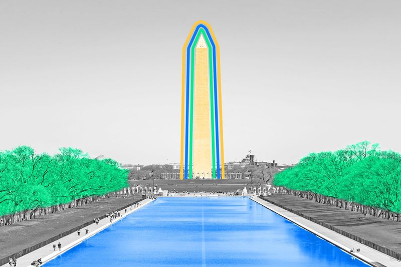 There is a miniature replica of the Washington Monument under a manhole near the actual monument.