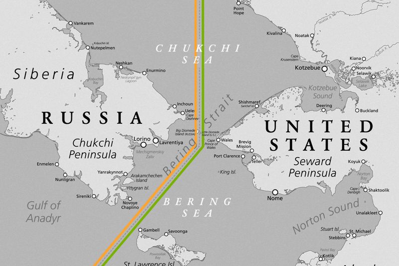 In the Diomede Islands, you can see from one day into another.