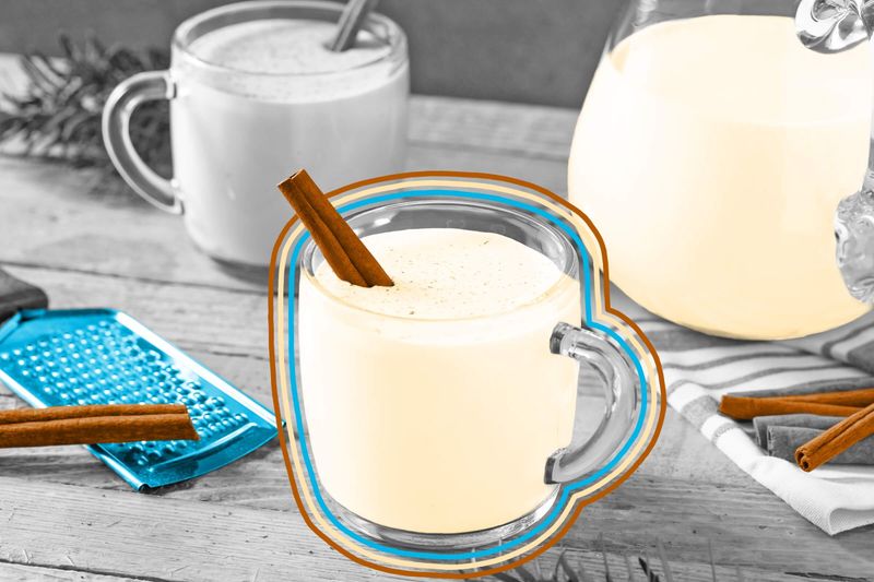 Warm eggnog punch with cinnamon