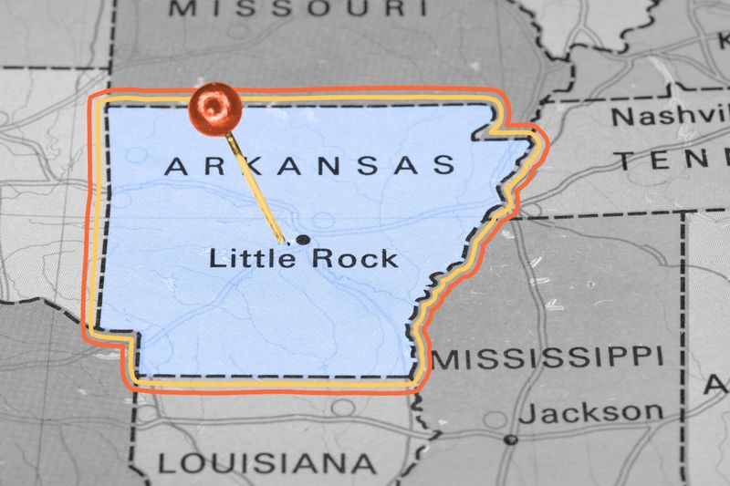 You can travel south from Arkansas to reach every state it borders.